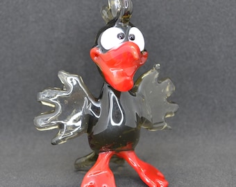 Statuetta di corvo in vetro di Murano realizzata a mano: decorazione di Halloween