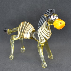 Glass zebra sculpture - Handcrafted glass zebra - Glass zebra figurine - Zebra art decor- Collectible zebra figurine - Glass animal figurine