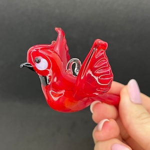 Glas Kardinal Vogel Figur - Rot Glas Kardinal Skulptur - Glas Vogel Statue - Vogel Geschenk Ideen - Glas Vogel Figur - Glas Tiere