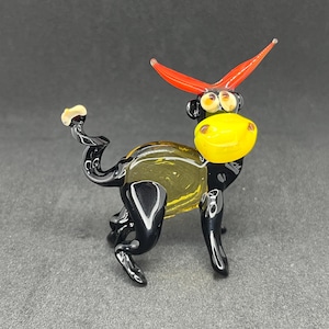 Collectible Cow Statue - Blown Glass Cow Figurine - Black Glass Cow Sculpture - Decorative Glass Cow Miniature - Glass Farm Animals