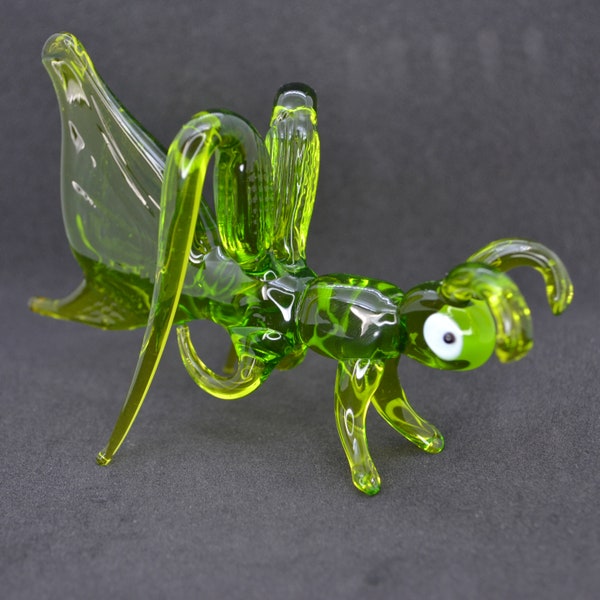 Glass Grasshopper Figurine - Blown Grasshopper Sculpture - Grasshopper Decorative Statue - Home Decor Ornaments