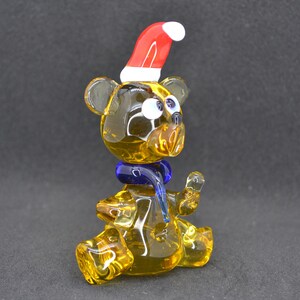 Yellow glass bear figurine - Glass polar bear sculpture - Collectible bear ornament - Glass bear statue decor - Blown glass bear gift