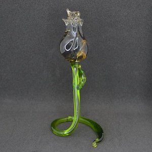 Blown Glass Rose Flower Figures - Collectible Glass Rose Decoration - Glass Rose Sculpture - Glass Rose Stand Ornament - Glass Flower Statue