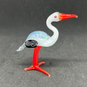 Blown Glass Stork Figurine: Tropical Home Decor