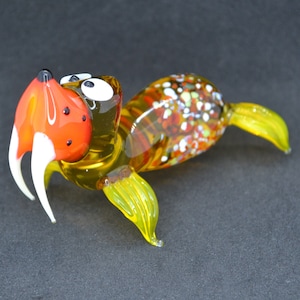 Yellow Glass Walrus Ornament - Gift ideas for Mom - Glass Walrus Figurine - Blown Glass Walrus Sculpture - Decorative Glass Walrus Statue