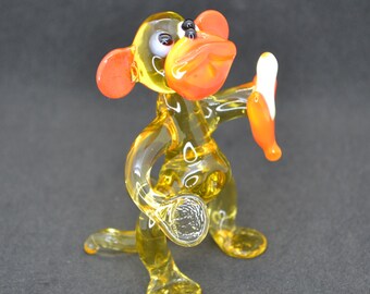 Blown glass monkey gift ideas - Decorative glass monkey - Glass Monkey with Banana Figurine - Murano glass monkey - Glass monkey sculpture