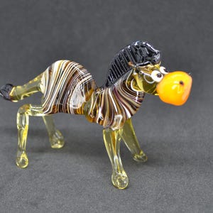 Small glass zebra figurine - Little zebra sculpture - Handmade glass zebra - Zebra art decor- Collectible zebra statue - Glass animal figure