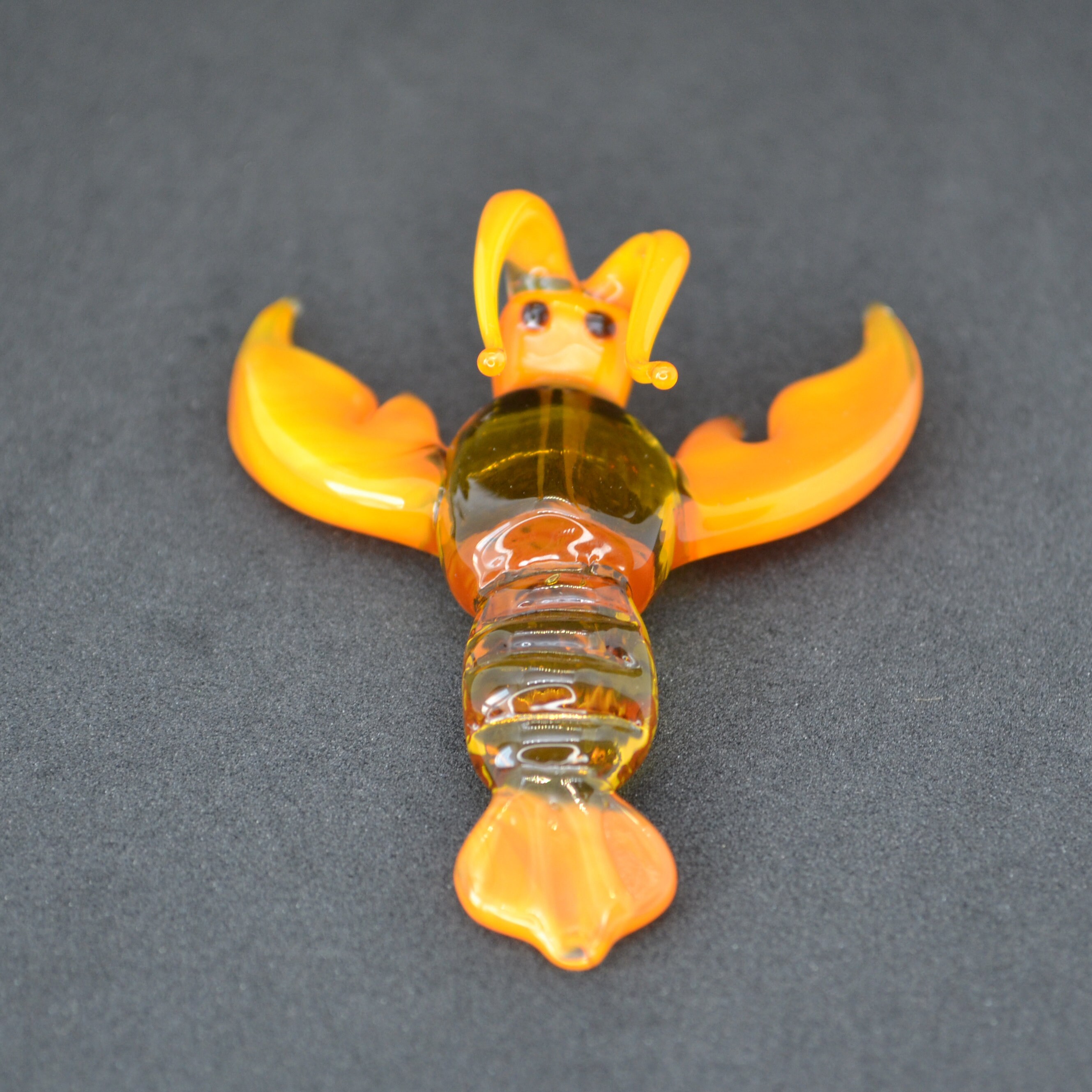 オレンジ色の吹きガラスのロブスターの置物：棚の装飾、コレクター