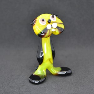 Blown Glass Cat Figurines - Glass Animal Figurines Cat - Yellow Glass Cat Collectibles - Glass Cat Ornament - Hand Blown Glass Cat Figurines