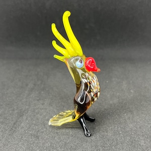 Yellow Glass Parrot Sculpture - Glass Parrot Figurine Home Decor - Decorative Parrot Statue - Parrot Gift Ideas for Mom Ornaments Decoration