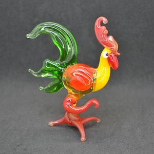 Collectible glass rooster ornament - Glass rooster figurines - Rooster gift ideas - Glass rooster figurine - Blown glass rooster sculpture