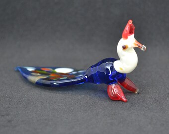 孔雀の像、ガラス製の孔雀の置物、孔雀の装飾品、孔雀のギフト、鳥好き