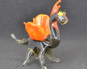 Murano Art Glass Dragon Figurine: Blown Glass Sculpture