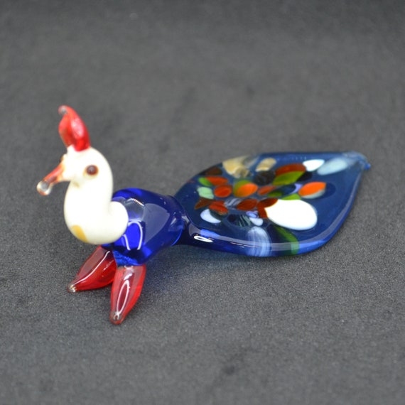 手吹きガラスの孔雀の置物：コレクター向けオーナメント - Etsy 日本