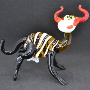 Blown Glass Cow Figurine - Glass Cow Sculpture - Collectible Cow Statue - Decorative Glass Cow Miniature - Glass Farm Animals
