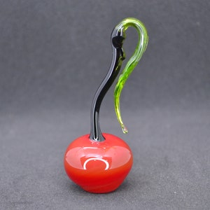 Glass Cherry Sculpture - Blown Glass Cherry Figurine - Handcrafted Decorative Cherry Ornaments - Tabletop Zucchini Kitchen Decor