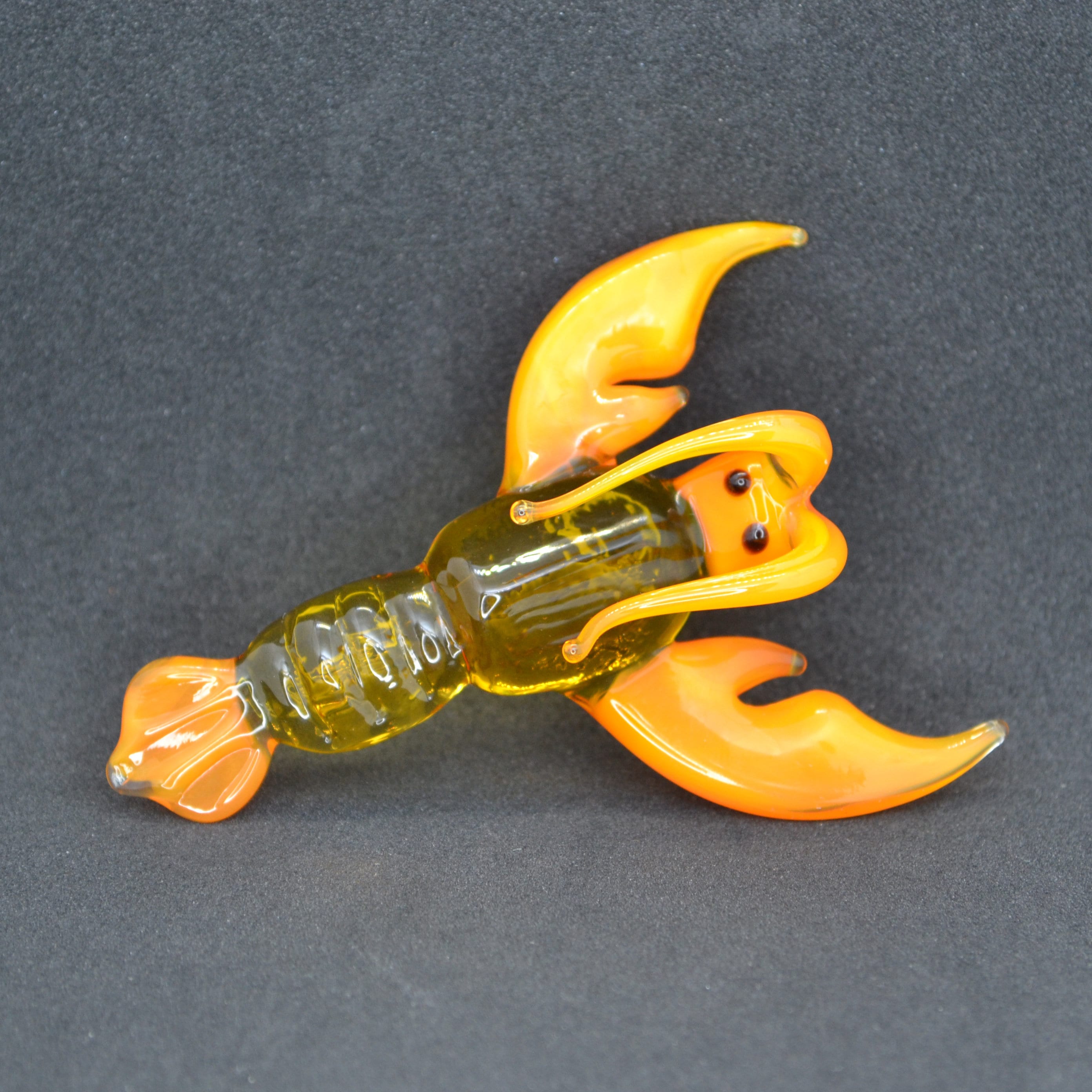オレンジ色のロブスター置物 オレンジ色の吹きガラスのロブスターの置物：棚の装飾、コレクター
