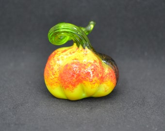 ガラス製オレンジかぼちゃ置物 手吹きオレンジガラスかぼちゃ：ハロウィン装飾置物 - Etsy 日本