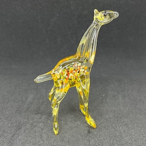 Gelbe Giraffe Glasfigur - Glas Giraffe Skulptur - Glas Giraffe Sammler Ornament - Giraffe Kunst Glas Briefbeschwerer - Handgemachtes Geschenk