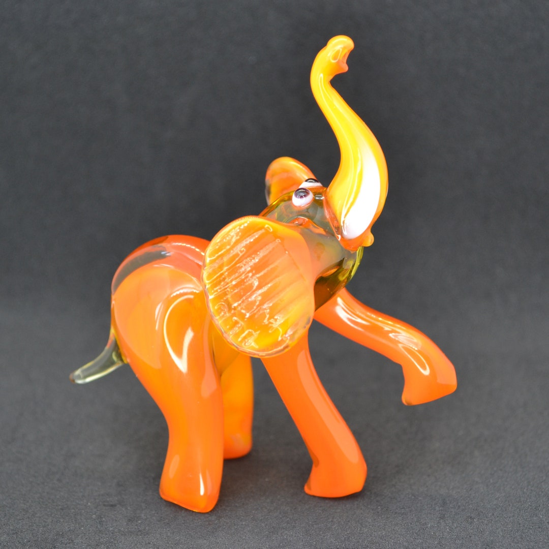 Art Glass Elephant Figurine Collectible Elephant Sculpture Elephant Paperweight Glass Elephant