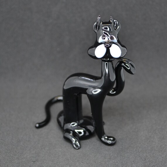 ムラーノガラスの黒猫の置物：手作りの子猫の像 - Etsy 日本