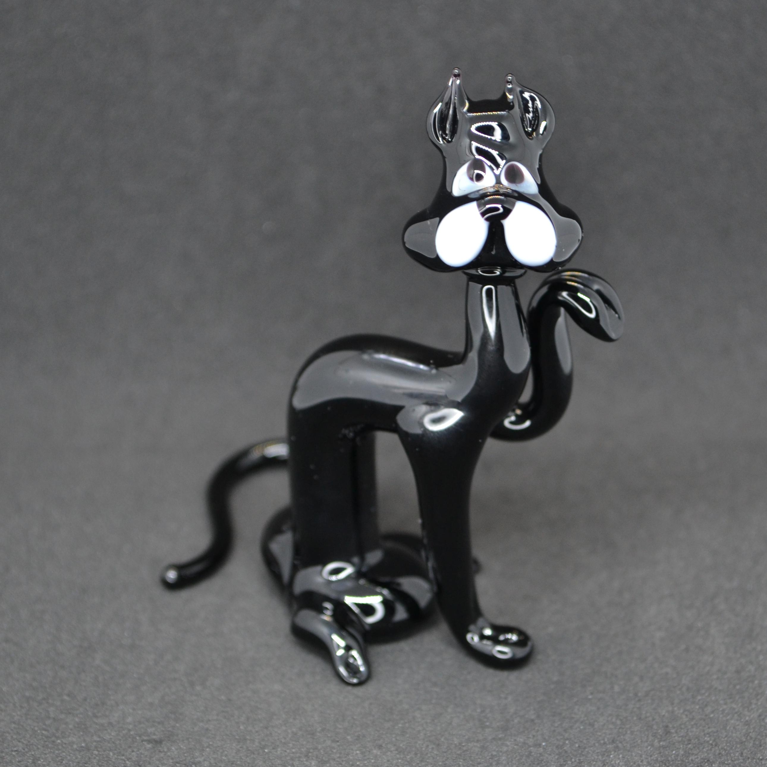 ムラーノガラスの黒猫の置物：手作りの子猫の像 - Etsy 日本