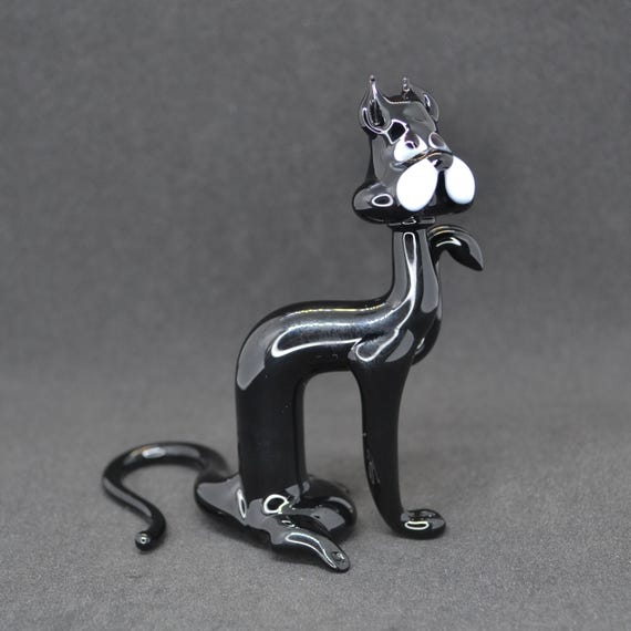 ムラーノガラスの黒猫の置物：手作りの子猫の像 - Etsy 日本