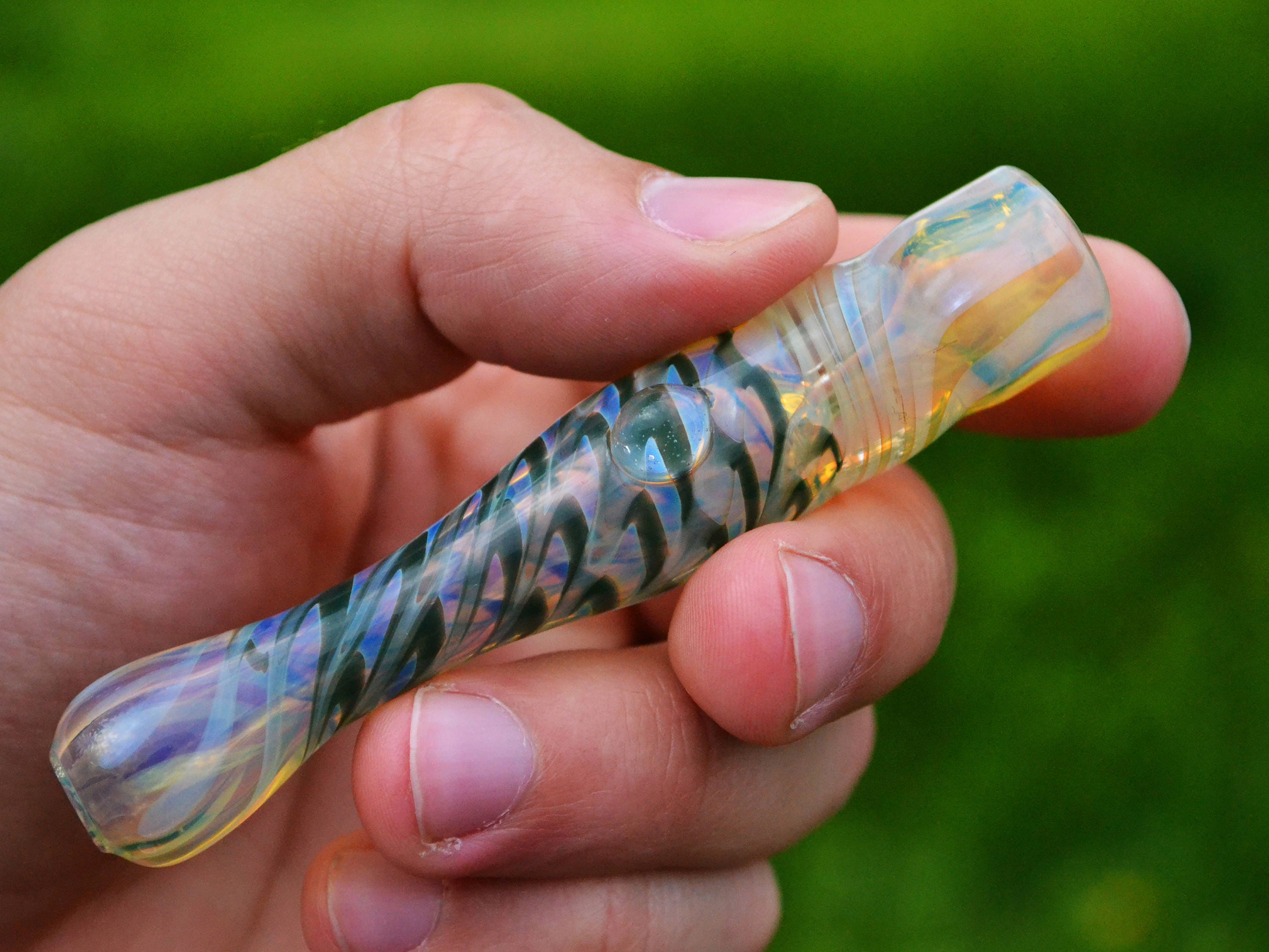 Glass chillum one hitter Glass One Hitter Cigarette holder Etsy