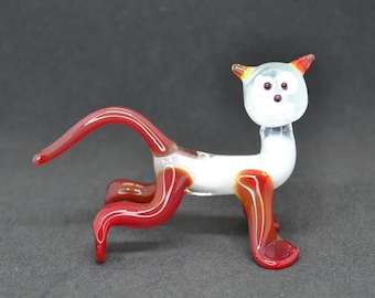 ムラノ　ねこ　ガラス　置物 手作りのムラーノガラスの猫の置物：気まぐれな猫好きへのギフト