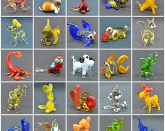 Tiny Glass Animals Figurines Set of 25 - Glass Animals Ornament Set - 1 Icnh Size