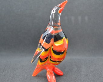 Blown Glass Penguin Figurine: Art Glass Sculpture