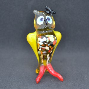 Gelbe Glas Eulen Figuren Wohnkultur - Glas Eule Weihnachtsverzierungen - Glas Eule Statue Dekor - Glas Eule Skulptur Geschenkideen