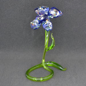 Blaue Glas Orchidee Figur - Orchidee Blumen Geschenke für Schwester - Orchidee Blumenarrangement - mundgeblasene Glas Orchidee Blume - Blumenskulptur Geschenke