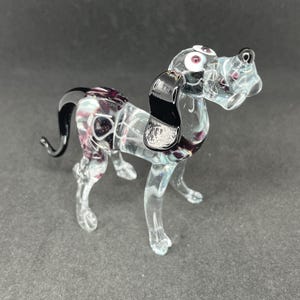 Clear Glass Dog Sculpture – Blown Glass Dog Figurine – Collectible Glass Dog Statue – Dog Shelf Decor – Unique Gift for Dog Lovers