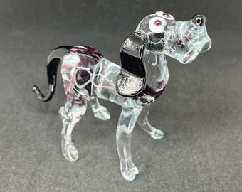 ガラスの犬の置物 - 吹きガラスの子犬の彫刻 - ムラーノスタイルの