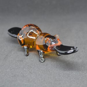 Glass Platypus Figurine - Blown Glass Platypus Sculpture - Handmade Collectible Platypus Gift - Art Glass Animal Ornament