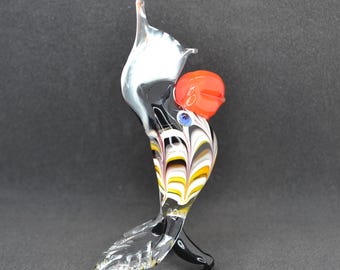 ガラスの置物　オウム　鳥 吹きガラスのオウムの置物：手作りのエキゾチックな鳥の装飾 - Etsy 日本