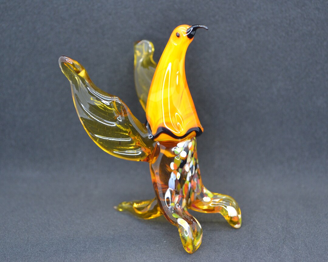 Glass Eagle Figurine Collectible Glass Eagle Sculpture Glass Eagle Ornament Blown Glass Eagle