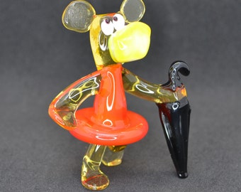 Glass Monkey Sculpture - Orange Glass Monkey Figurine - Decorative Blown Glass Monkey Gift Ideas - Monkey Ornaments for Home