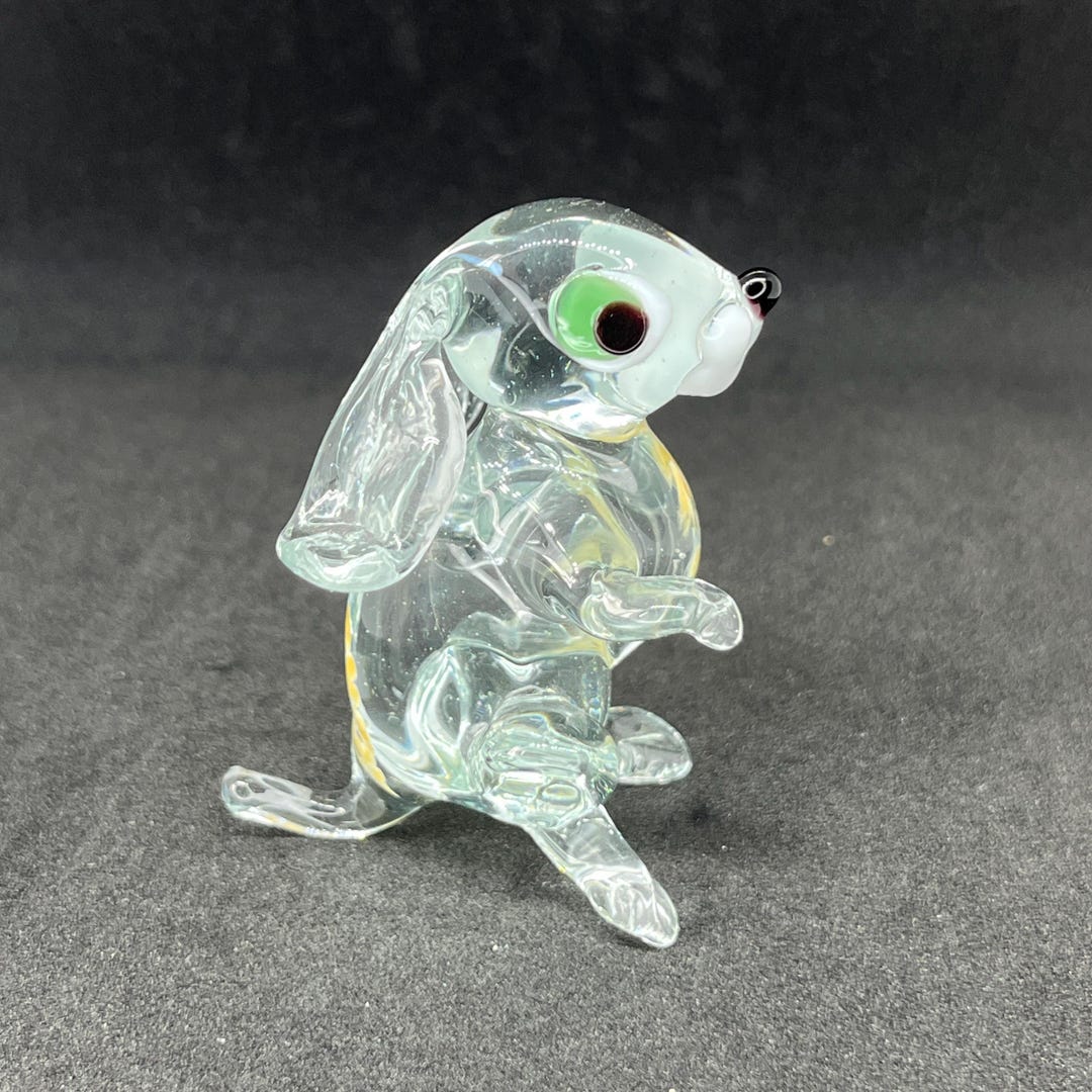 Clear Glass Rabbit Figurine – Blown Glass Bunny Sculpture – Easter ...