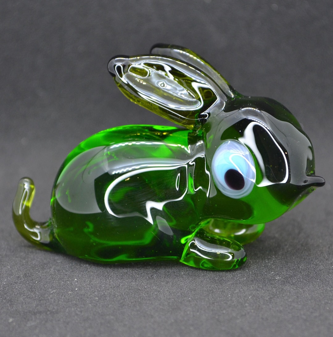 Cut Glass Rabbit Green Art Glass Rabbit: Easter Bunny Sculpture, Collectible Gift - Etsy