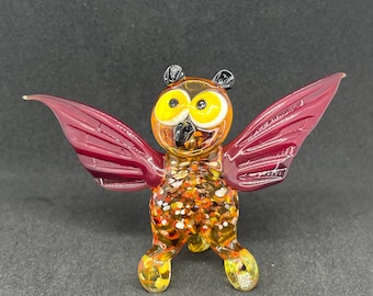 Handcrafted Red Blown Glass Owl Figurine: Unique Ornament