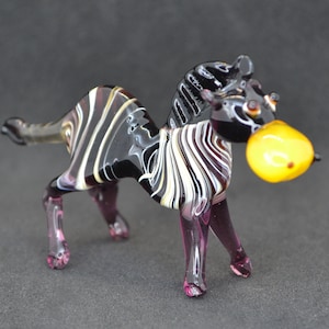 Small glass zebra figure - Glass animals art decor- Glass purple zebra figurine - Zebra collectible figurine - Glass animal figurine