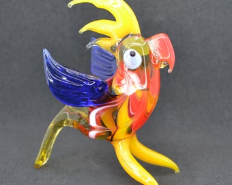派手な紡ぎガラスのオウムの置物 - Etsy 日本
