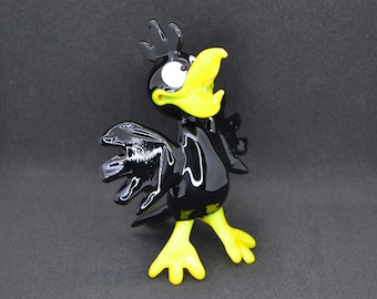 Statuetta di corvo in vetro realizzata a mano: arte in vetro soffiato, decorazione di Halloween