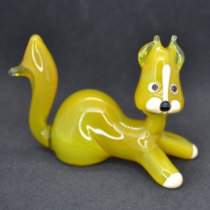 Yellow Glass Cat Collectibles - Glass Cat Ornament - Hand Blown Glass Cat Figurines - Blown Glass Cat Figurines - Glass Animal Figurines Cat