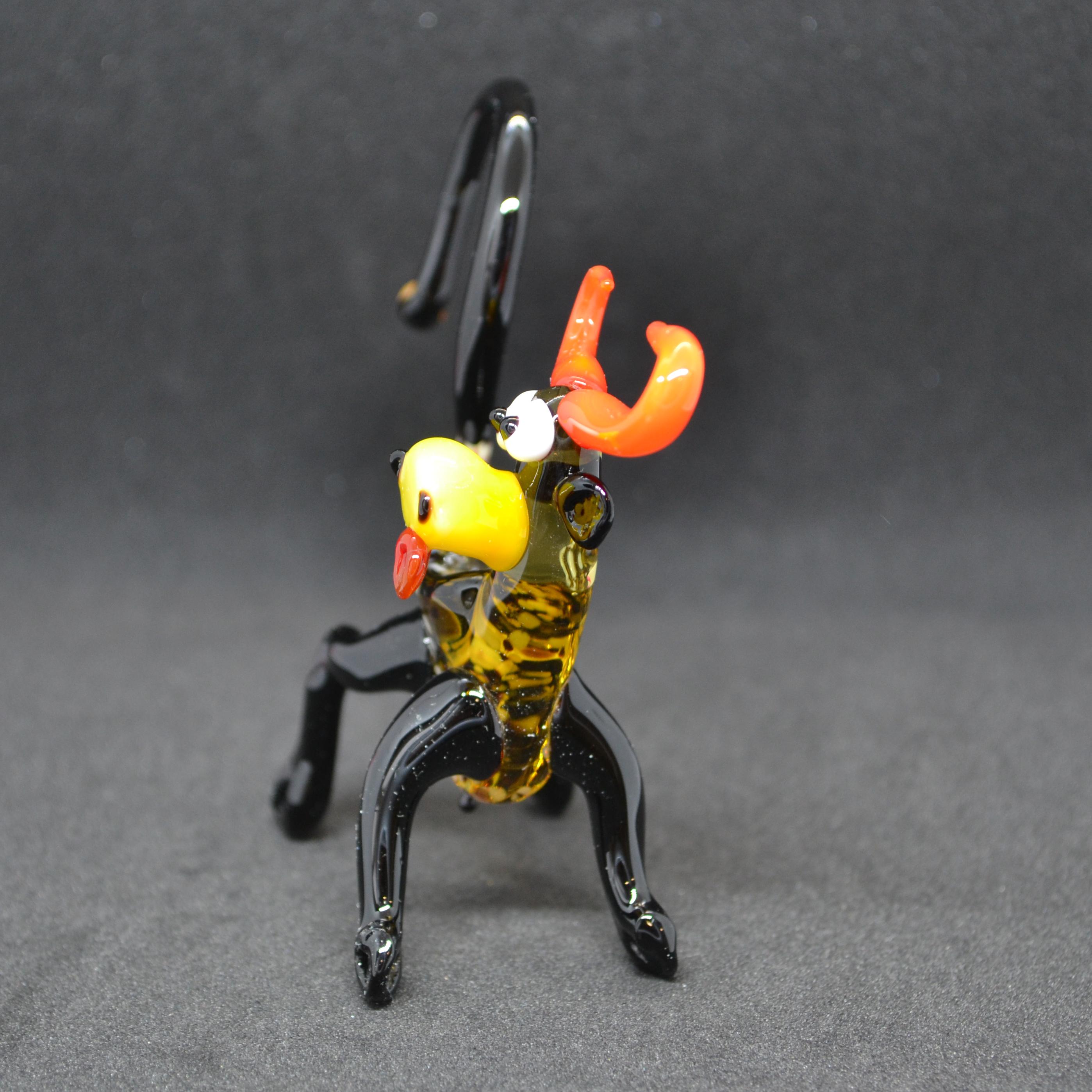 吹きガラスの雄牛の置物：黒ガラスの農場の動物の彫刻 - Etsy 日本