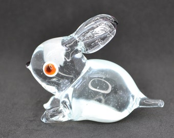 ムラーノガラス うさぎの置物 ガラスのウサギの置物：イースターのためのムラーノスタイルのウサギの