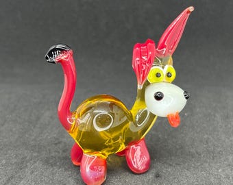 Zaoalife Mini Figurine âne En Verre Soufflé à La Main - Décoration Intérieure Artisanale - Noir Et Violet - Cadeau Unique
