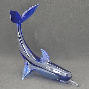 Glass Dolphin Figurine - Dolphin Decor for Home - Blue Glass Dolphin Sculpture - Dolphin Decorative Ornaments - Collectible Dolphin Gifts